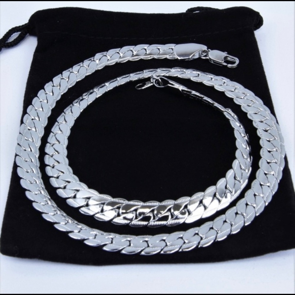 “David” Real Platinum Plated 9mm Snake Chain